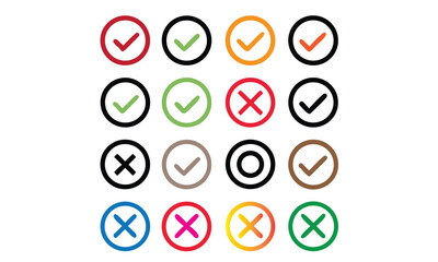 Checklist and Tick Cross Icon Set