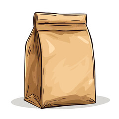 Brown Paper Bag Cartoon Vector and Illustration Hand