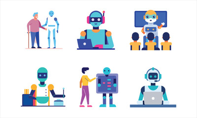 Customer Support Chatbots and Virtual Assistant Robots – 6 Scene Bundle for Tech Service Concepts