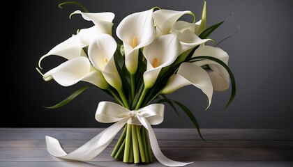 elegant white calla lilies bouquet tied with satin ribbon perfect for weddings and special occasions