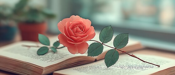 Rose on an Open Book