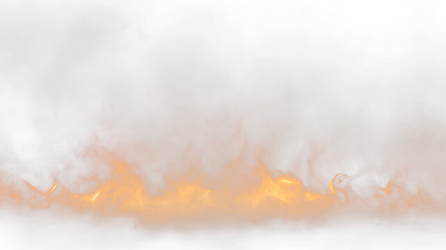 Realistic Flames and Smoke on transparent png  Background

