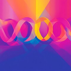 Vibrant abstract design with swirling shapes and gradient colors