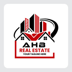 Obraz premium Letter AHB building vector, AHB initial construction. AHB home letter logo design, AHB real estate Logo , Style home logo