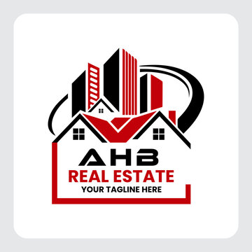 Letter AHB building vector, AHB initial construction. AHB home letter logo design, AHB real estate Logo , Style home logo