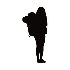 A simple, impactful silhouette of a young woman carrying a large backpack, showcasing a sense of readiness and exploration.
