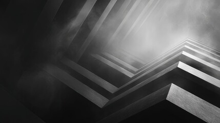 Smoky abstract background architecture lines fading into mist monochromatic moody atmosphere