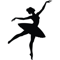 Black silhouette of ballerina dancing gracefully ballet © Active Abdur Rouf