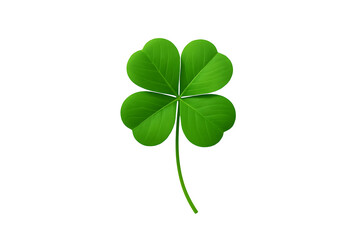 Vibrant Green Four-Leaf Clover Isolated on a Clean White Background, Symbolizing Good Luck.