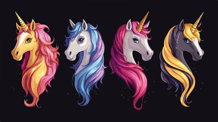 Premium Bundle of Five Unicorn Set Icons and Lettering Collection