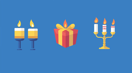 Set of Hanukkah Icons Vector Illustration