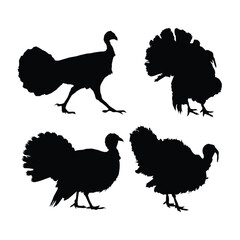 turkey birds black silhouette illustration on whtie background vol 03