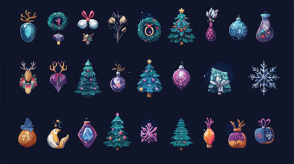 Bundle of Forty Merry Christmas Set in Flat Style