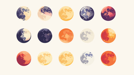 Chinese Moon Flat Vector Illustration Bundle of Icons