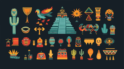 Vibrant Mexican Culture Icons Set in Flat Vector Design