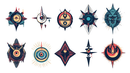 Bundle of Nine Esoteric Art Set Icons in White