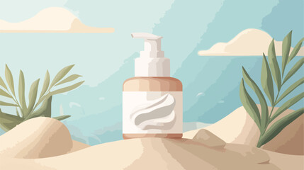Body Cream Bottle Flat Vector Illustration