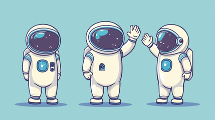 Astronaut Cartoon Character Holding Bottle of Milk Waving in Space