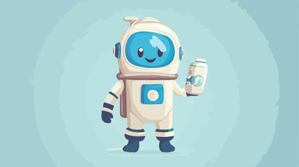 Cute Diver Cartoon Mascot Enjoying Bottle of Milk Vector Illustration
