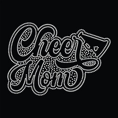 Cheer Mom Letter Rhinestone T shirt Design