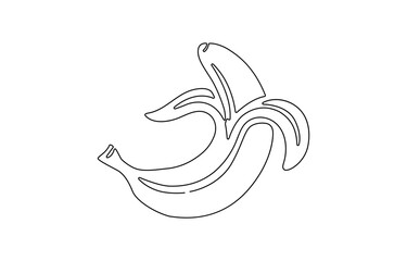 Banana continuous one line art drawing. Healthy food natural organic concept, Continuous line drawing whole bunch healthy organic banana, Outline vector illustration.