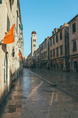 downtown ld dubrovnik with medieval streets and clock tower