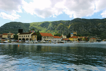 village on the mountain with sea in montenegro 