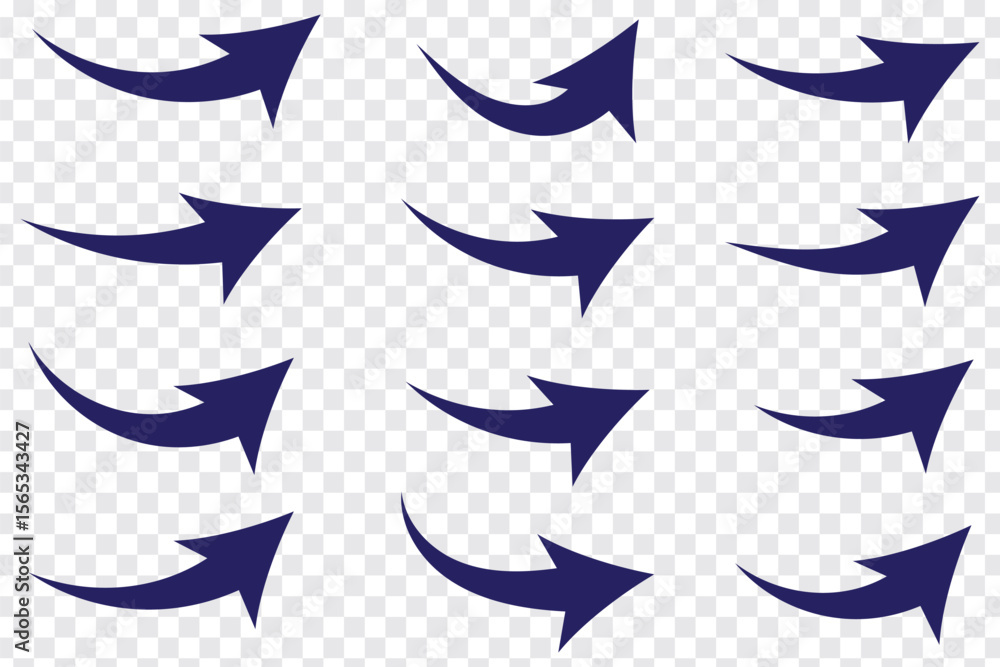 Aufkleber set of curve arrows icon. curve arrow icon eps file type transparent background.
