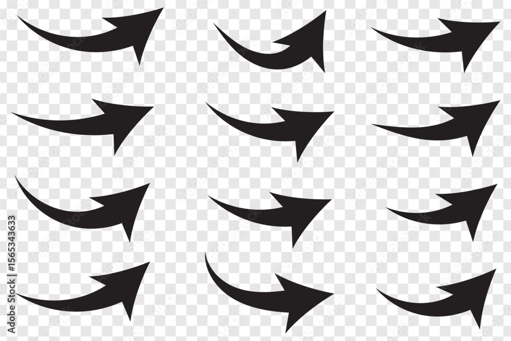 Aufkleber set of curve arrows icon. curve arrow icon eps file type transparent background.