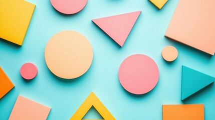 Abstract geometric shapes in pastel colors, playful, modern