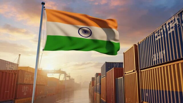 Indian flag in a port.