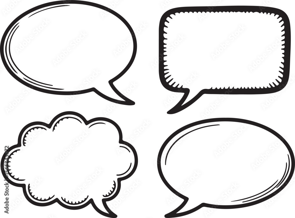 Fototapete a vector set of comic speech bubbles and thought clouds for chat and communication design