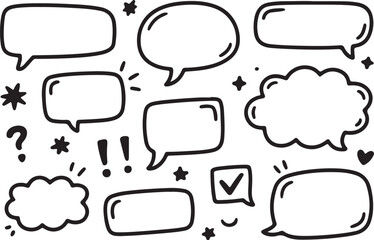 Fototapeta premium A vector cartoon comic set of speech bubbles for communication and thought