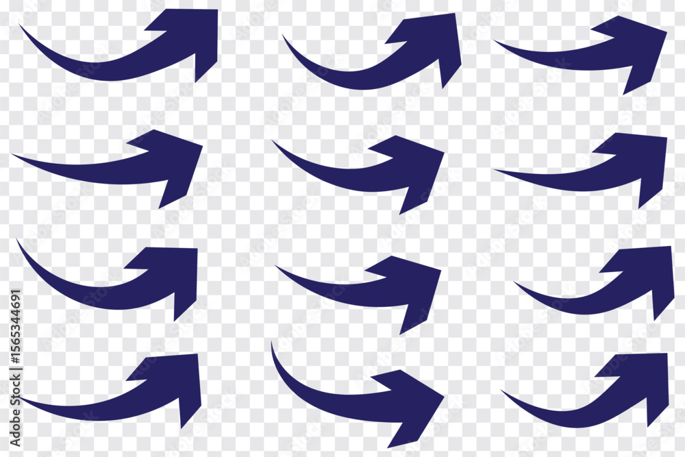 Poster curve arrow direction vector. set of curve arrow icon vector. curve arrow icon set. curve arrow vect