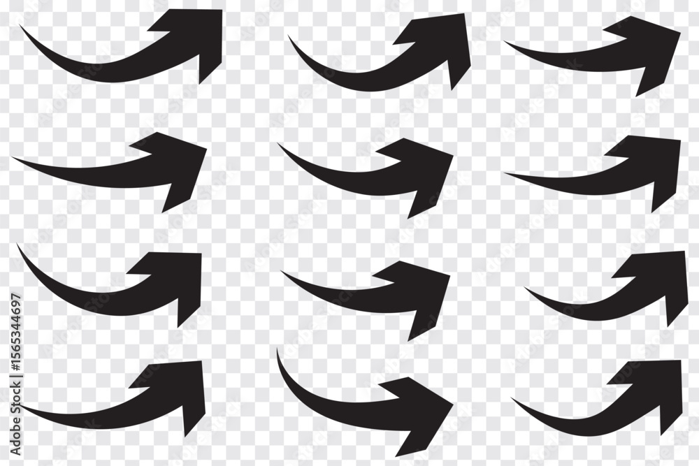 Poster curve arrow direction vector. set of curve arrow icon vector. curve arrow icon set. curve arrow vect