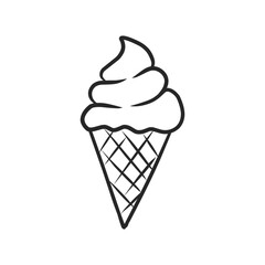 Classic Hand-Drawn Soft Serve Ice Cream Cone, Perfect for Summer Treats and Dessert Themes