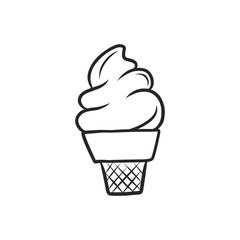 Classic Hand-Drawn Soft Serve Ice Cream Cone, Perfect for Summer Treats and Dessert Themes