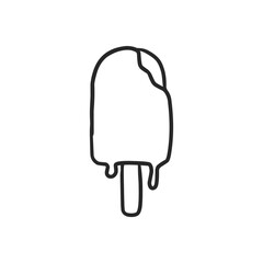 Hand-Drawn Bitten Ice Cream Bar or Popsicle with Melted Drips, a Classic Summer Treat