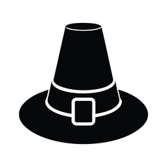 Pilgrim hat with buckle silhouette vector illustration