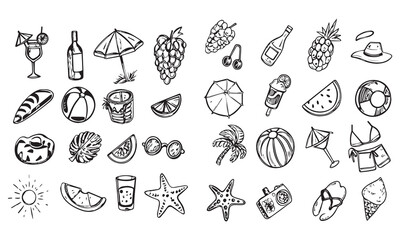 Summer Party geometric poster with simple geometry shapes and figures .