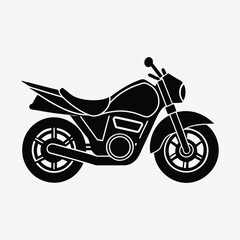 Fototapeta premium A black and white motorcycle isolated on white background.
