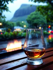 Drink at night with city view