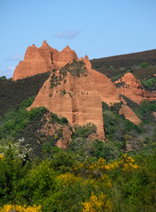 The unique landscape of Las Medulas in Galicia, Spain, shaped by gold mining activities of the ancient Romans