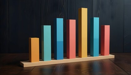 a vibrant 3D bar graph made of colorful blocks