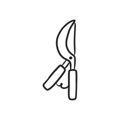 Hand-Drawn Pruning Shears for Trimming and Shaping Plants