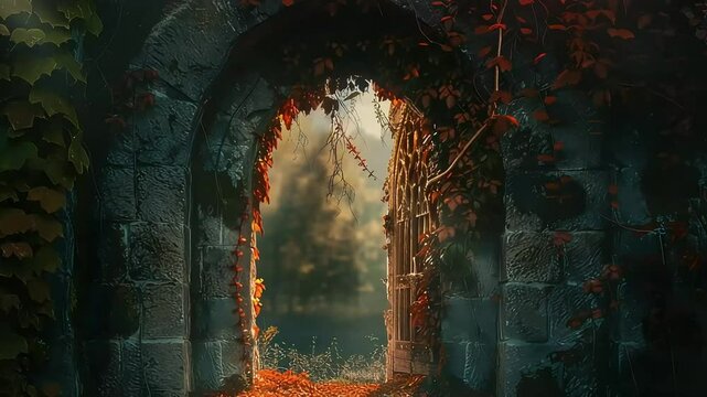 a door to a fantasy world footage