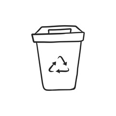 Hand-Drawn Recycling Bin with Recycle Symbol, Promoting Environmental Responsibility and Waste Sorting