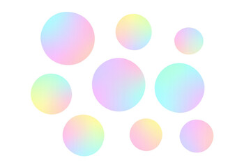 Nine colorful holographic circle gradients create a vibrant and modern design element on a transparent background