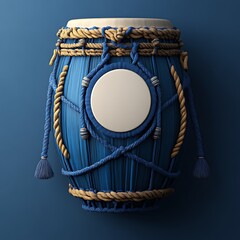 Vibrant Blue Drum with Rope Accents