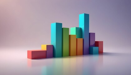 a vibrant 3D bar graph made of colorful blocks